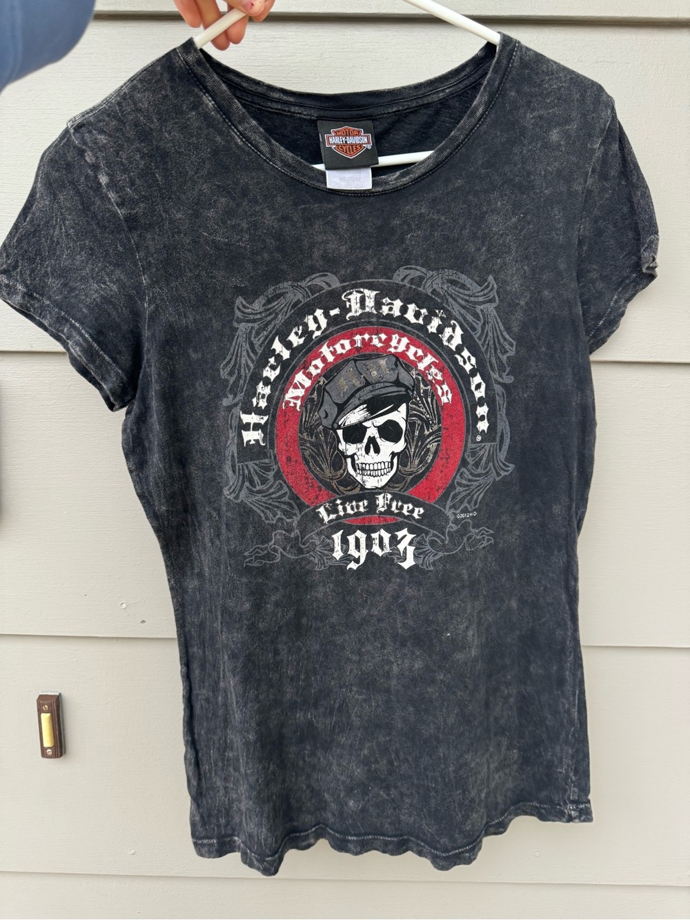 Harley-Davidson Black Tee with Orange Logo Tag